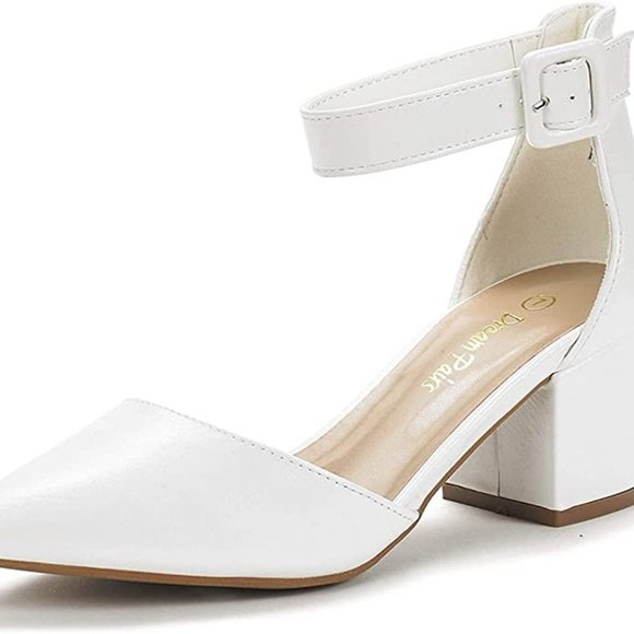 DREAM PAIRS ANNEE Pointed Toe Low Chunky Heels Pump Shoes - Picture 1 of 11